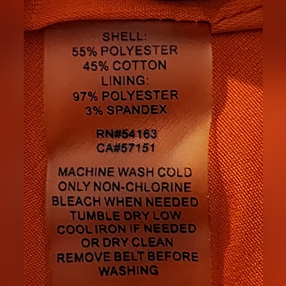 Ellen Tracy Bold Orange Textured Dress w/pockets. (Belt Loops/No Belt) - Picture 5 of 5